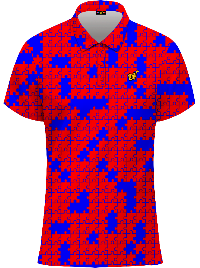 WOMEN POLO Puzzle - NAVY & RED