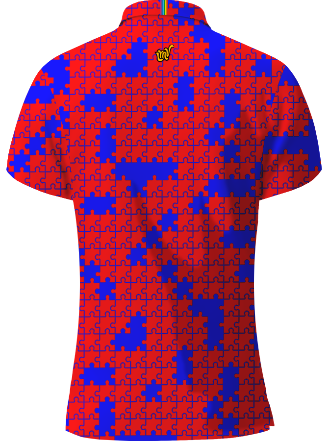 WOMEN POLO Puzzle - NAVY & RED